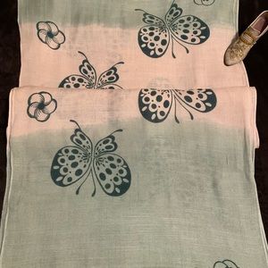 ZAZOU lightweight 100% rayon butterfly ladies 2 tone longer scarf NWT